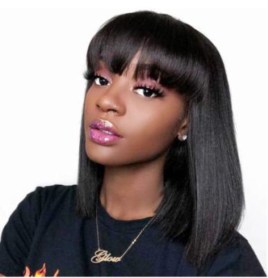 China Wholesale 2021 Body Wave Straight Bob Wig Synthetic Fiber Hair Wigs For Women Black Full Machine Made Wig for sale