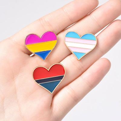 China Colorful Lapel Pin Gay Pride Enamel Pins Europe Fashion High Quality Gay Accessories Pride Rainbow Heart Pins for sale