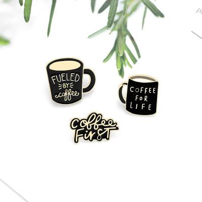 China Wholesale Creative Cute Coffee Mug Brooch Europe Coffee Mug Pin Zinc Alloy Soft Pins for sale