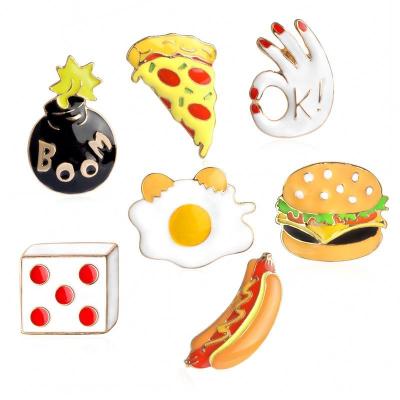 China Europe RTS Manufacturer Wholesale Original Create Food Accessories Hamburger Pizza Hot Dog Enamel Pin Cute Soft Pin for sale