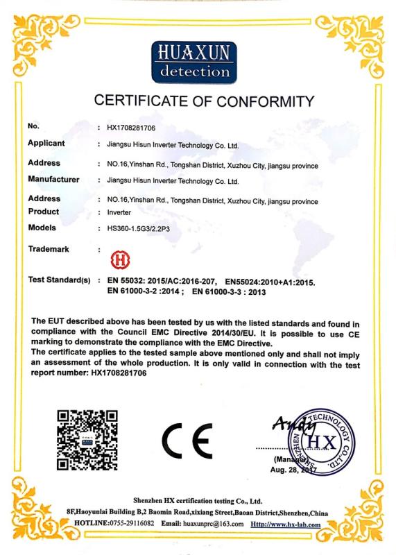 CE - Anhui Haishang Frequency Conversion Technology Co., Ltd.