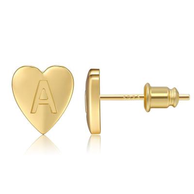 China TRENDY Real 18K Gold Color Preserving Unfading Ear Studs DIY Custom Jewelry Polishing Initial Heart Stud Earrings for sale