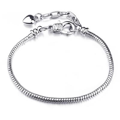 China CLASSIC Adjustable Flat Bangle Clasp Lobster Snake Chain DIY Silver Plating Brass Charm Bracelet White For Woman for sale