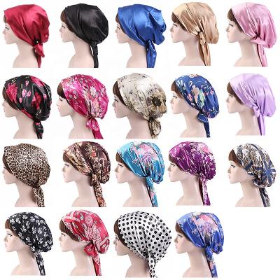 China Women's shower cover satin turban head scarf durags Anti-dust night caps sleep caps silk bonnet hair caps for sale