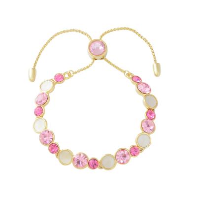 China Trendy new Korean fashion women's jewelry Opal Bracelet Pink Crystal Diamond natural bracelet inlaid adjustable size bracelet for sale