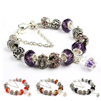 China FASHIONABLE MUSI Europe and America Colorful Handmade Glass Bead Bracelet Crystal Bracelet Popular Crown Beaded DIY for sale