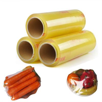 China 600m Soft Water Soluble PVC Cling Films Transparent Plastic Clear Film Roll For Food Wrapping Printing Fresh Film Waterproof For Meat Wrapping for sale