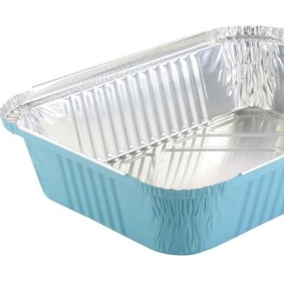 China Disposable Food Hightend Aluminum Foil Trays Food Wrapping Aluminum Foil Container Carry Out Square Baking Tray for sale