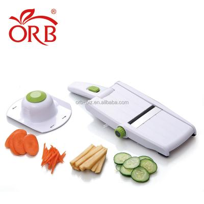 China Free Sample Sustainable Quality S/S Convenient Adjustable Carrot Cucumber Slicer Vegetable Cutter With Food Holder for sale