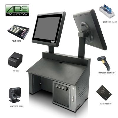 China SDK Integrated Vertical Supermarket Aisle Cash Register With 12. 1Double Screen Inch POS System for sale