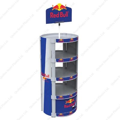 China Advertising Patented Pattern Plastic Energy Drinks Display Racks Custom Graphic POP Beverage Merchandise Display Rack For Advertising for sale