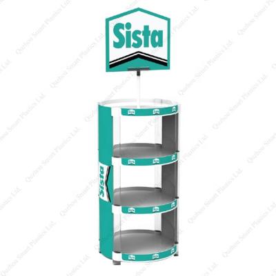 China Advertising Free Sample Floor Standing Drinking Water Display Units Exhibidor De Agua En Botella Custom Brand Plastic Display Unit for sale