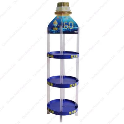 China Advertising Customized Design Motor Oil Bottle Holder Lubricant Unit Shelf Car Plastic Oil Display Rack for sale