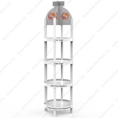 China Advertising Custom Retail Store Water Bottle Display Rack 2 Liter Round Plastic Tiered Soda Advertising Display Rack for sale