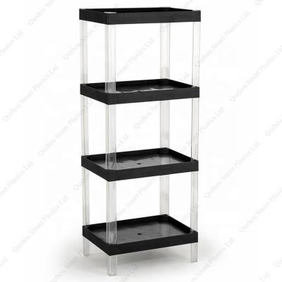 China Advertising 4 Shelves Store Floor Standing Shampoo Showcase Plastic Display Rack Space Saving for sale