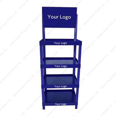 China Advertising shop display rack supplier point of sale engine lubrication oil custom printing display rack exhibidore de plastico for sale