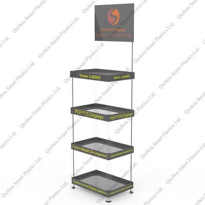 China Free Standing Advertising 4 Tier Retail Store Display Rack Advertising Display Racks Mineral Water Display Rack for sale