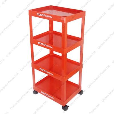 China Advertising Plastic Free Standing Detergent Workshop Display Stand Injection Molding Standing Display Stand for sale