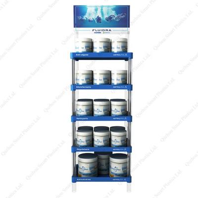 China Free Standing Advertising Display Rack For Paints And Coatings Oil Bottles Show Rack With Full Color Custom Logo for sale