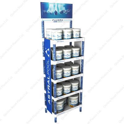 China Advertising Paint Bottle Vertical Display Display Unit Plastic Shelving Custom Advertising Free Standing Spray Can Retail Display Stand for sale