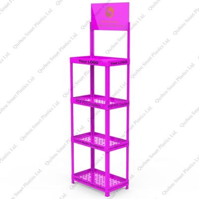 China Custom Logo Floor Standing Sale Point Of Purchase Display Retail Store Plastic Display Rack For Beverage for sale