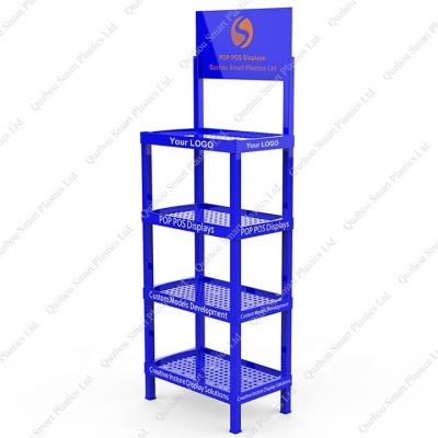 China Advertising heavy duty modern pepsi-cola corner clamshell display stand motor oil bottle holder plastic display rack for retail store for sale