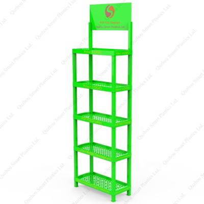 China Advertising the latest grocery store 5 layers floor juice drink display stand with logo printing for sale