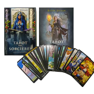 China Plastic Oracle Mysterious Witch of Divination Cards Tarot Deck Holographic Tarot Cards with Book for sale