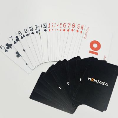 China Wholesale Custom Waterproof Entertainment PVC Standard Playing Cards Logo Black Playing Card Paper for sale