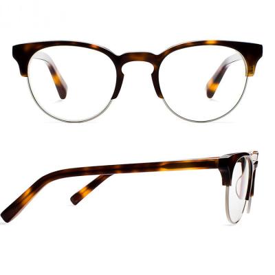 China 2019 Tortoiseshell Half Eyeglasses Fashionable Acetate Rim Retro Eyewear Optical Glasses for sale