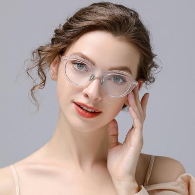 China 2020 New Private Label Women's Acetate Transparent Frame Light Blue Fashion Computer Anti-bruises Blocking Glass Metal Temples Computer Glass Eyewear for sale