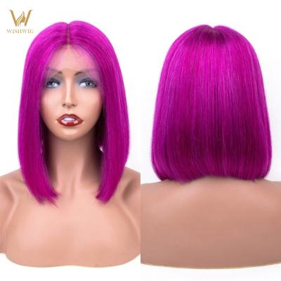 China Cheap Bob Human Hair Wigs Lace Headband Short Closure 4X4 Wave Braids Extensions Purple Natural Raw Vietnamese Silky Straight Hair For Black Women for sale