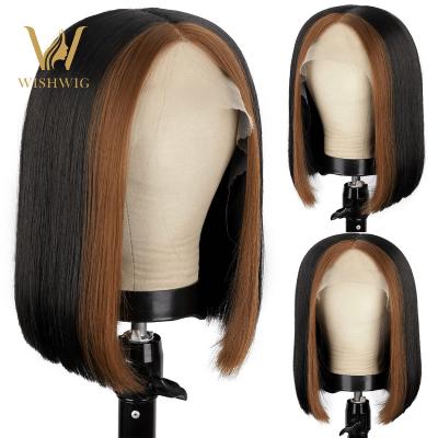 China Silky Straight Wave Highlight Color Bob Hd Transparent Swiss Virgin Straight Cuticle Aligned Ladies Hair 360 Lace Frontal 13*4 Wigs for sale