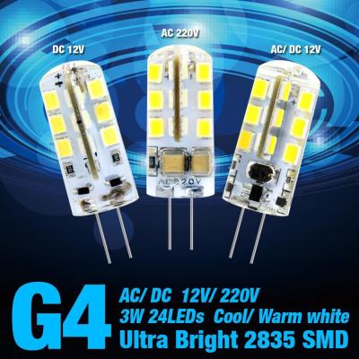 China G4 3W 24LEDs DC 12V Chandelier Led Bulb Lighting AC 220V Efficient LED Corn Bulb Light for sale