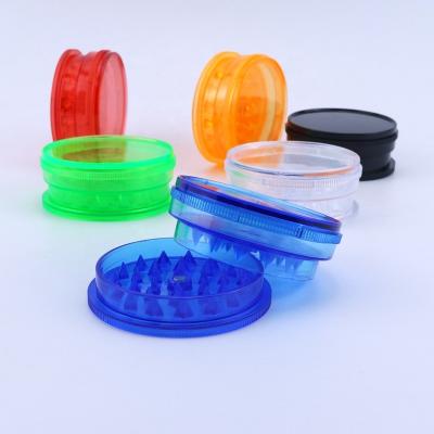 China Light Weight 1.7 x 0.8 Inches Plastic Tobacco Dry Herb Flower Acrylic Two Layers Grinders for sale