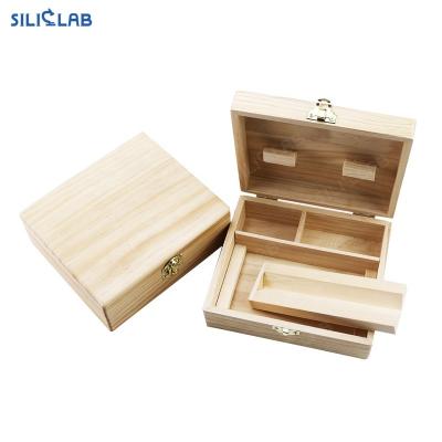 China Recycled Materials Hinged Wooden Tray Custom Bamboo Tobacco Box Lockable Wooden Storage Rolling Stash Accessories Large Smoking Smoking Box With Lid for sale