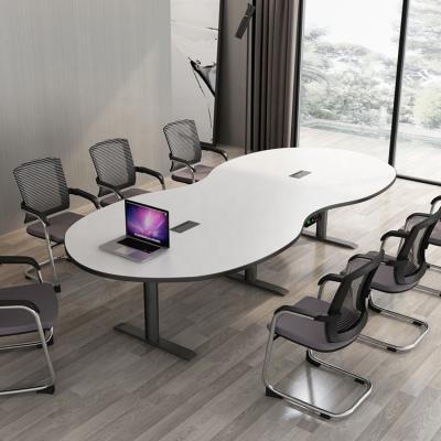 China White Standing Desk Sit-Rack Office Desk Furniture Electric Conference Table (Height) Unique Shape Adjustable for sale