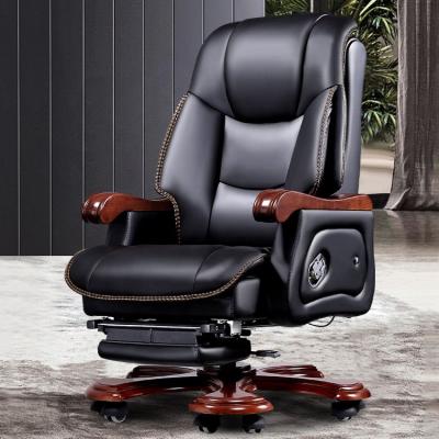 China (Size) Adjustable High Back Recliner Massage Office Chair CEO Office Chair Genuine Leather High End for sale