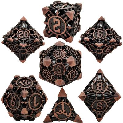 China Polyhedral Dies Set 7pcs Logo Rune Gold Dice Engraved Polyhedral Custom Wholesale D6 D12 D20 Role Playing Tabletop Board Game Die Cuts Dnd Metal Dies Set for sale