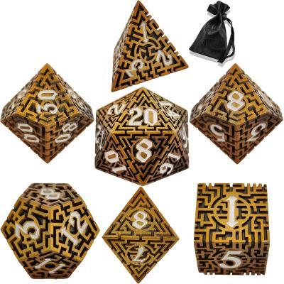 China Polyhedral Dice Set Direct 7 Piece 7pcs Polyhedral Rune Gold Skeleton Dice RPG Dice Box Dnd Metal Dice Table Set Set Dungeons And Dragons Board Game for sale