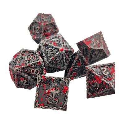 China Polyhedral Dies Set 7pcs Bulk Polyhedron Standard Logo Casino Dice Dungeons Custom And Dragons Game Table Dies Set 19mm dnd metal die set for sale