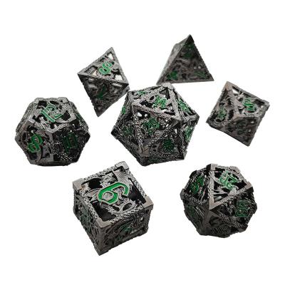 China Polyhedral Dice Set Wholesale Custom Polyhedral 7pcs Rune Dice Silver Dungeons and Dragons Game Table Dice Set 19mm dnd metal dice set for sale