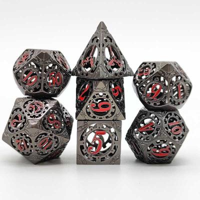 China Polyhedral Dice Die Set Wholesale D&D 16mm Metal Dice Table Set Set Rune 7pcs Custom Polyhedral Dice Metal Silver Dungeons and Dragons Board Game for sale