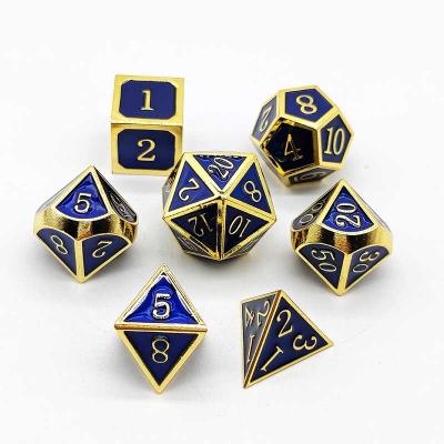 China Polyhedral Dice Set Manufacturer Custom Logo 7pcs Casino Enamel Polyhedral Dies Role Playing Board Game RPG Table Dice Set 16mm dnd metal die set for sale