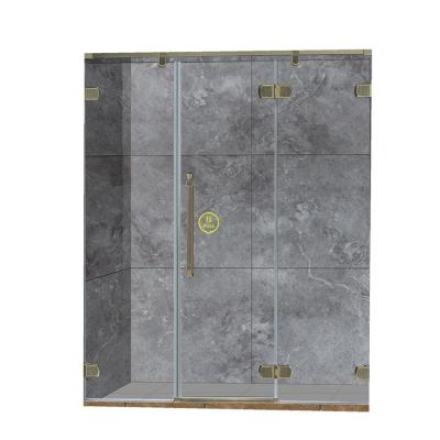 China With Side View Gold Color Mood Shower Screen 3 Glass Shower Door Glass for sale