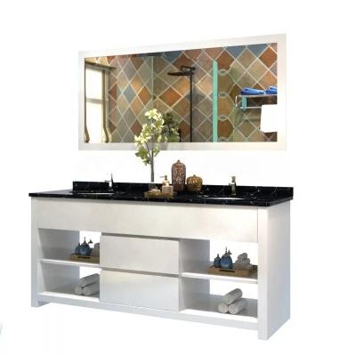 China Durable Modern Solid Wood Vanity Cabinet With Mirror For Bathroom for sale