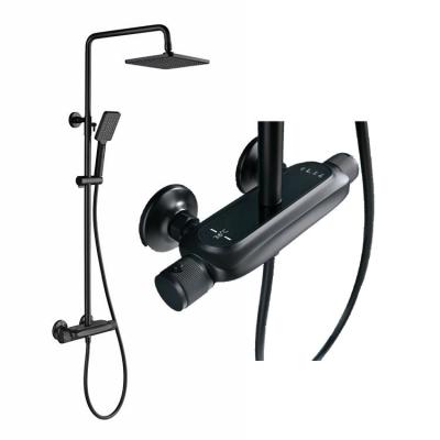 China With Sliding Bar Ningjie New Design Bathroom Matte Black Color Mixer Shower Set for sale