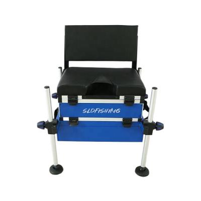 China Adjustable Aluminum Frame Aluminum Fishing Tackle Storage Fishing Seat Boxes with Drawers and Backrest for Pole and Match Fishing for sale