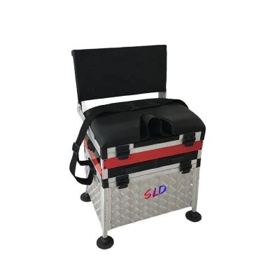 China Aluminum Fishing Tackle Fishing Seat Saddle Boxes With Folding Backrest With Aluminum Drawers for sale