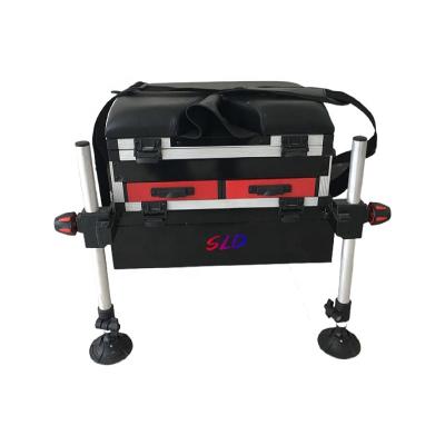 China Aluminum Seat Aluminum Fishing Tackle Box With Adjust Leg To Carp Pole And Match Fishing Tackle for sale